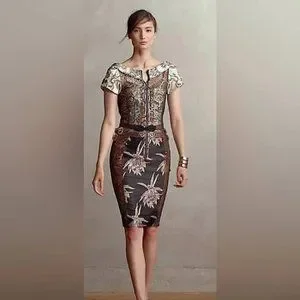 Byron Lars Embroidered Brocade Dress Size 2 Petite Anthropologie